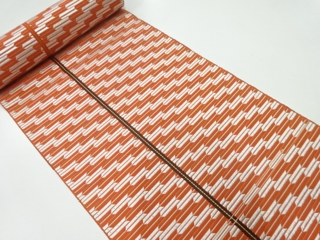 JAPANESE KIMONO / ANTIQUE BOLT FOR HASSUN OBI / WOVEN ARROW FEATHERS